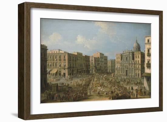 Largo San Ferdinando in Naples Showing the Royal Procession for the Carnival-Antonio Joli-Framed Giclee Print