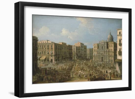 Largo San Ferdinando in Naples Showing the Royal Procession for the Carnival-Antonio Joli-Framed Giclee Print