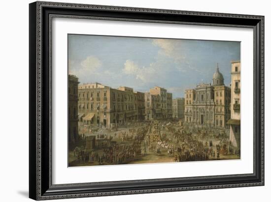 Largo San Ferdinando in Naples Showing the Royal Procession for the Carnival-Antonio Joli-Framed Giclee Print