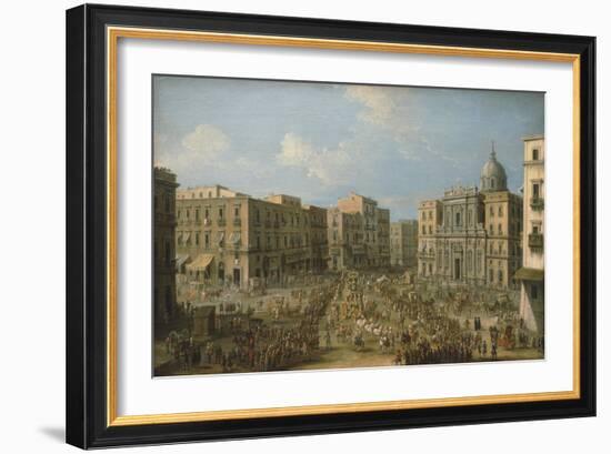 Largo San Ferdinando in Naples Showing the Royal Procession for the Carnival-Antonio Joli-Framed Giclee Print