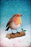 Christmas Card or Illustration with Robin and Holly-Larissa Kulik-Art Print