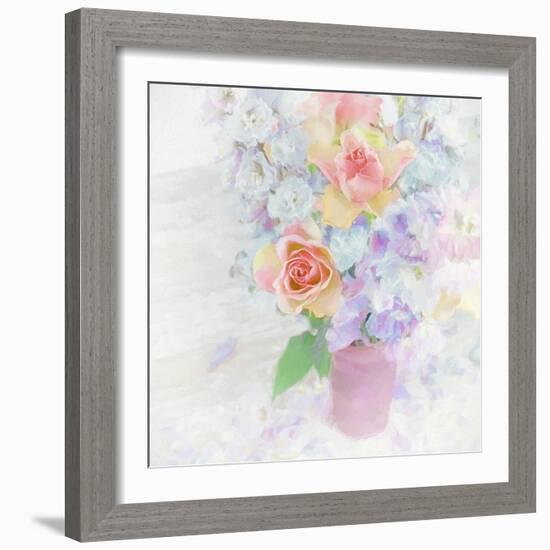 Larkspur and Roses-Cora Niele-Framed Giclee Print