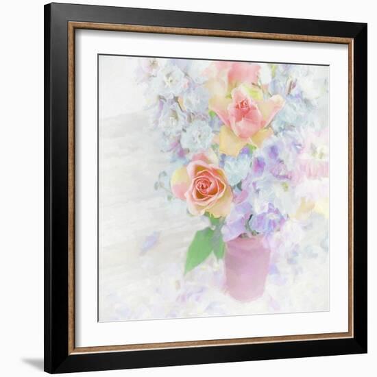 Larkspur and Roses-Cora Niele-Framed Giclee Print