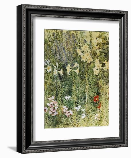 Larkspurs and Lillies, 1893-Childe Hassam-Framed Giclee Print