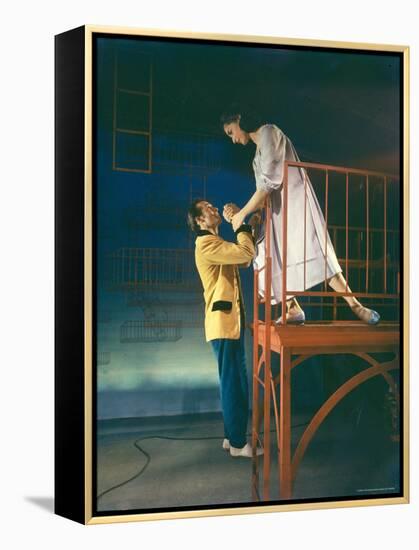 Larry Kert and Carol Lawrence in Fire Escape Scene from "West Side Story."-Hank Walker-Framed Premier Image Canvas