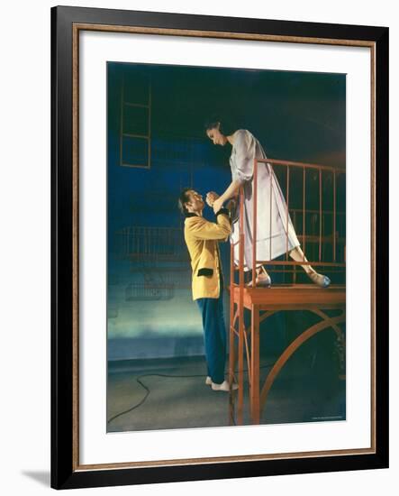 Larry Kert and Carol Lawrence in Fire Escape Scene from "West Side Story."-Hank Walker-Framed Premium Photographic Print