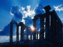 Sun Behind Temple of Poseidon-Larry Lee-Photographic Print