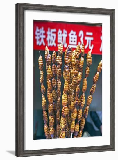 Larvae on Skewers for Sale at Dong Hua Men Night Market, Beijing, China, Asia-Gavin Hellier-Framed Photographic Print