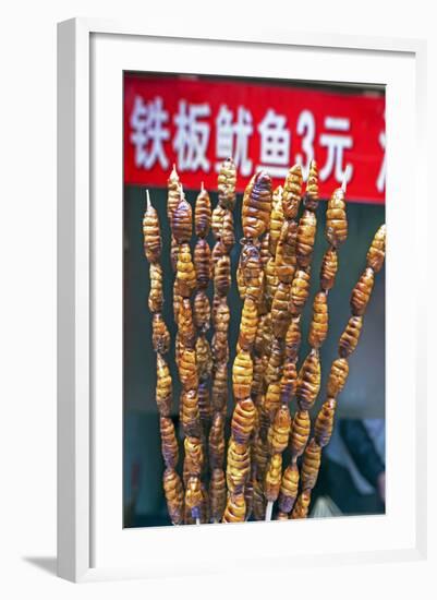 Larvae on Skewers for Sale at Dong Hua Men Night Market, Beijing, China, Asia-Gavin Hellier-Framed Photographic Print