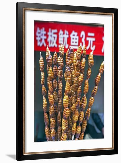 Larvae on Skewers for Sale at Dong Hua Men Night Market, Beijing, China, Asia-Gavin Hellier-Framed Photographic Print