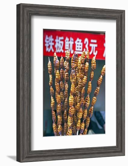 Larvae on Skewers for Sale at Dong Hua Men Night Market, Beijing, China, Asia-Gavin Hellier-Framed Photographic Print
