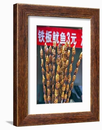 Larvae on Skewers for Sale at Dong Hua Men Night Market, Beijing, China, Asia-Gavin Hellier-Framed Photographic Print