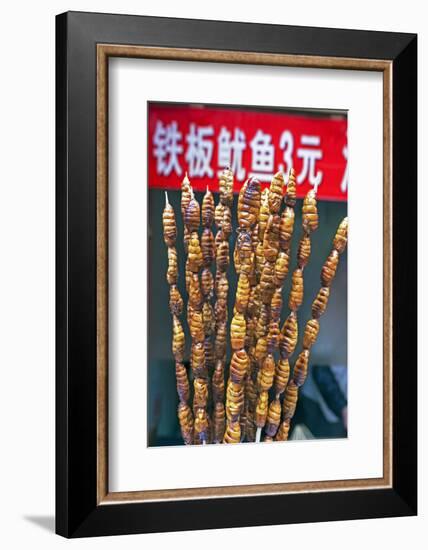 Larvae on Skewers for Sale at Dong Hua Men Night Market, Beijing, China, Asia-Gavin Hellier-Framed Photographic Print