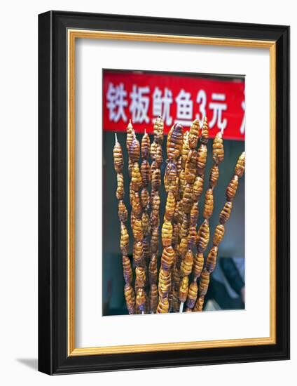 Larvae on Skewers for Sale at Dong Hua Men Night Market, Beijing, China, Asia-Gavin Hellier-Framed Photographic Print