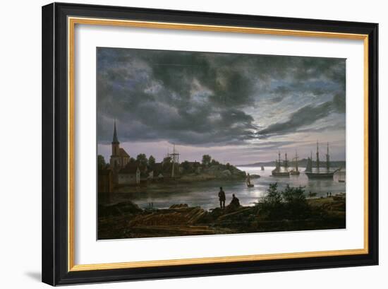 Larvik by Moonlight-Johan Christian Clausen Dahl-Framed Giclee Print