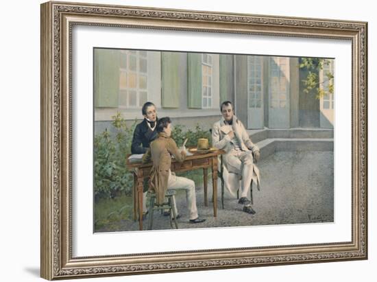 'Las Casas and His Son Writing The History of Napoleon Under His Dictation', c1815, (1896)-Unknown-Framed Giclee Print