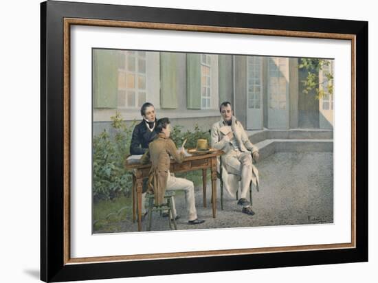 'Las Casas and His Son Writing The History of Napoleon Under His Dictation', c1815, (1896)-Unknown-Framed Giclee Print