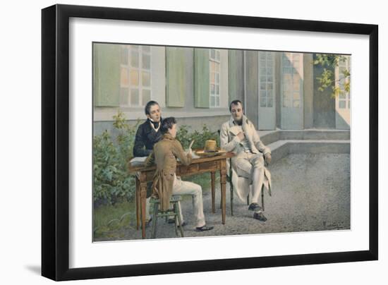 'Las Casas and His Son Writing The History of Napoleon Under His Dictation', c1815, (1896)-Unknown-Framed Giclee Print