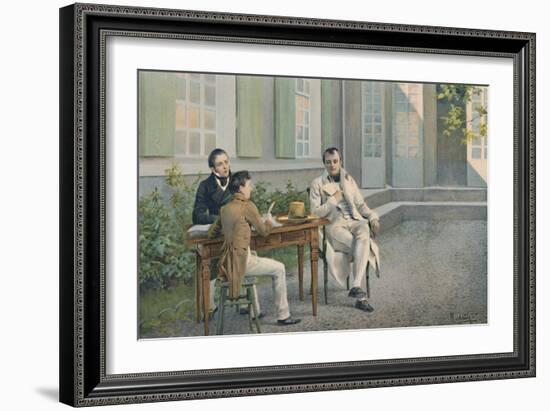 'Las Casas and His Son Writing The History of Napoleon Under His Dictation', c1815, (1896)-Unknown-Framed Giclee Print