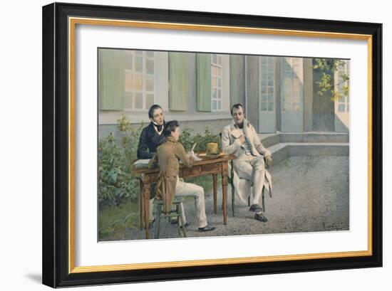 'Las Casas and His Son Writing The History of Napoleon Under His Dictation', c1815, (1896)-Unknown-Framed Giclee Print