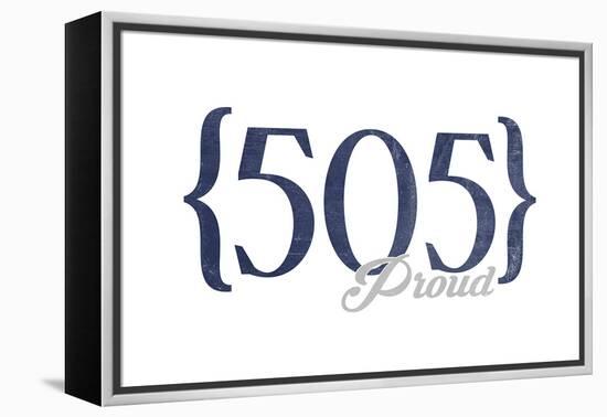 Las Cruces, New Mexico - 505 Area Code (Blue)-Lantern Press-Framed Stretched Canvas