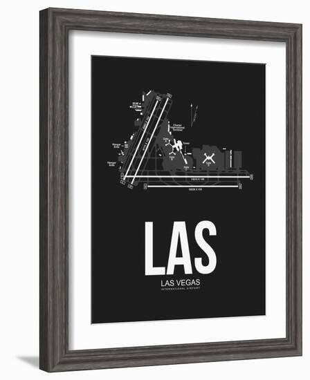 LAS Las Vegas Airport Black-NaxArt-Framed Art Print