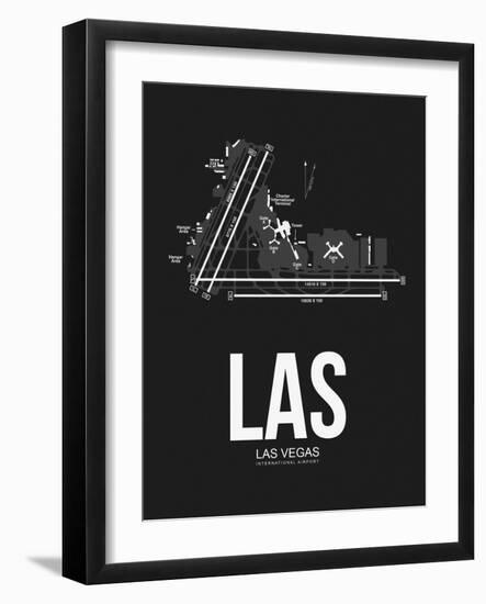 LAS Las Vegas Airport Black-NaxArt-Framed Art Print