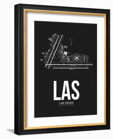 LAS Las Vegas Airport Black-NaxArt-Framed Art Print