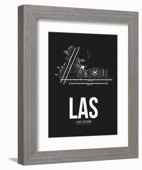 LAS Las Vegas Airport Black-NaxArt-Framed Art Print