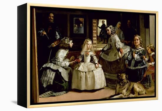 Las Meninas, Detail of the Lower Half of the Family of Philip IV (1605-65) of Spain, 1656-Diego Velazquez-Framed Premier Image Canvas