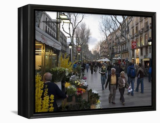 Las Ramblas in the Evening, Barcelona, Catalonia, Spain, Europe-Nick Servian-Framed Premier Image Canvas