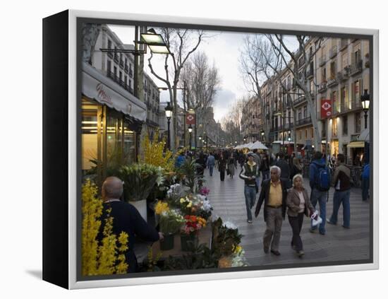 Las Ramblas in the Evening, Barcelona, Catalonia, Spain, Europe-Nick Servian-Framed Premier Image Canvas