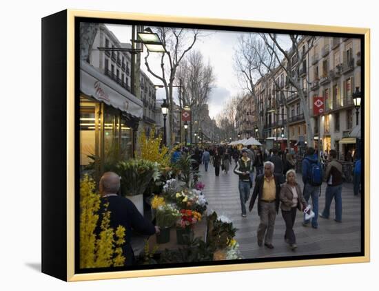 Las Ramblas in the Evening, Barcelona, Catalonia, Spain, Europe-Nick Servian-Framed Premier Image Canvas