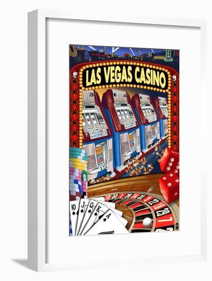 Las Vegas Casino Montage-Lantern Press-Framed Art Print