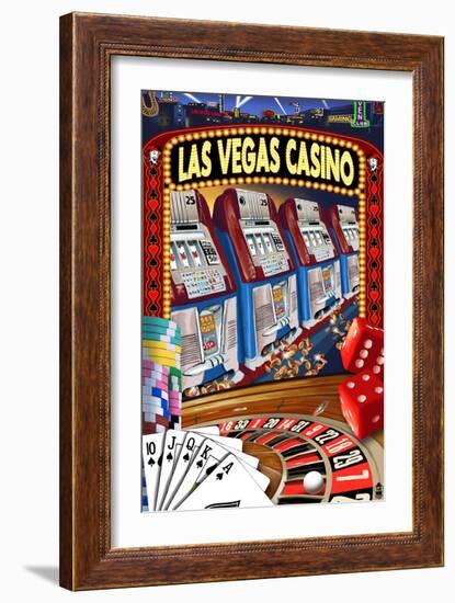 Las Vegas Casino Montage-Lantern Press-Framed Art Print