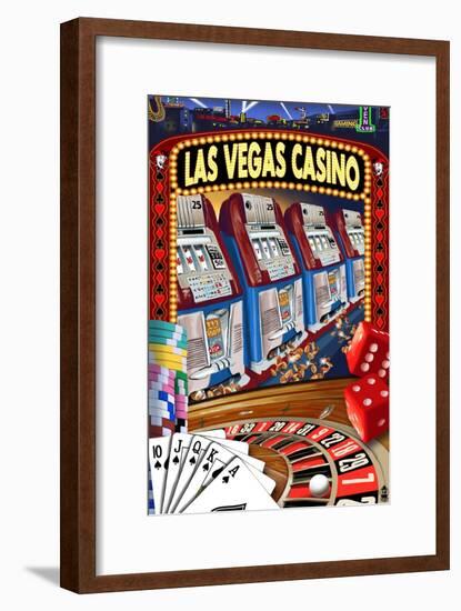 Las Vegas Casino Montage-Lantern Press-Framed Art Print