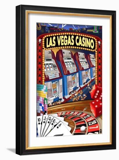 Las Vegas Casino Montage-Lantern Press-Framed Art Print