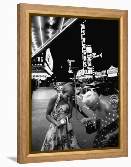 Las Vegas Chorus Girl, Kim Smith, and Her Roommate after Leaving a Casino-Loomis Dean-Framed Premier Image Canvas