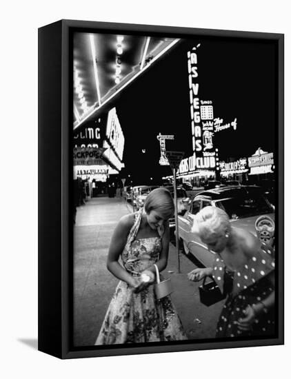 Las Vegas Chorus Girl, Kim Smith, and Her Roommate after Leaving a Casino-Loomis Dean-Framed Premier Image Canvas