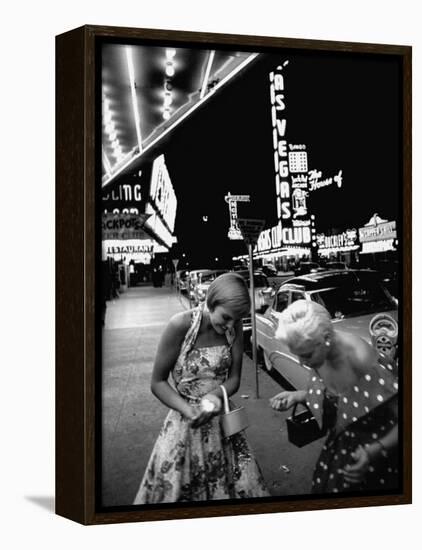 Las Vegas Chorus Girl, Kim Smith, and Her Roommate after Leaving a Casino-Loomis Dean-Framed Premier Image Canvas