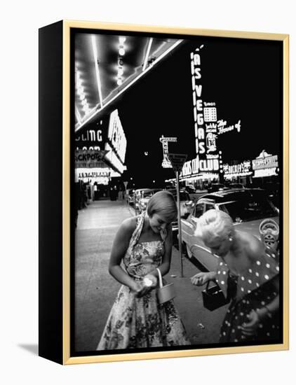 Las Vegas Chorus Girl, Kim Smith, and Her Roommate after Leaving a Casino-Loomis Dean-Framed Premier Image Canvas