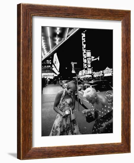 Las Vegas Chorus Girl, Kim Smith, and Her Roommate after Leaving a Casino-Loomis Dean-Framed Photographic Print