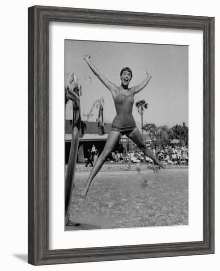 Las Vegas Chorus Girl Kim Smith at the Swimming Pool in the Sands Hotel-Loomis Dean-Framed Photographic Print