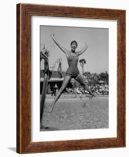 Las Vegas Chorus Girl Kim Smith at the Swimming Pool in the Sands Hotel-Loomis Dean-Framed Photographic Print