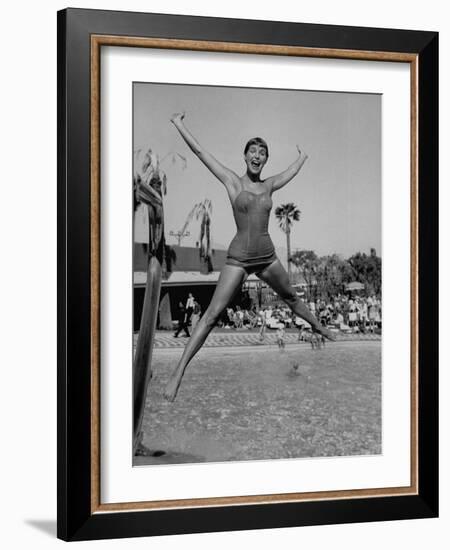 Las Vegas Chorus Girl Kim Smith at the Swimming Pool in the Sands Hotel-Loomis Dean-Framed Photographic Print