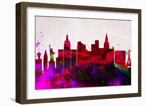 Las Vegas City Skyline-NaxArt-Framed Art Print