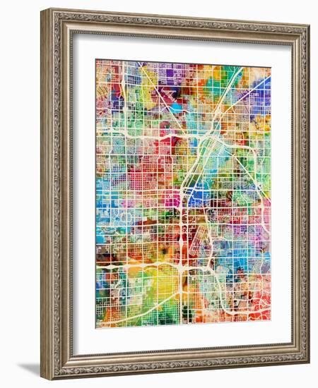 Las Vegas City Street Map-Michael Tompsett-Framed Art Print