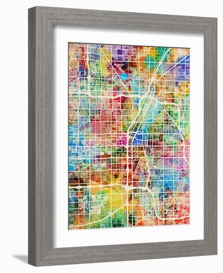 Las Vegas City Street Map-Michael Tompsett-Framed Art Print