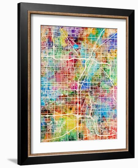 Las Vegas City Street Map-Michael Tompsett-Framed Art Print