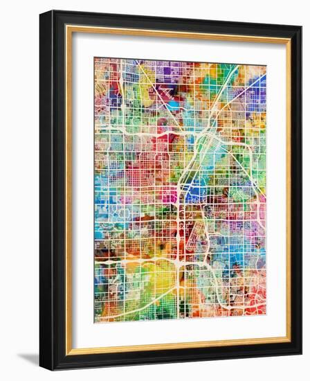 Las Vegas City Street Map-Michael Tompsett-Framed Art Print